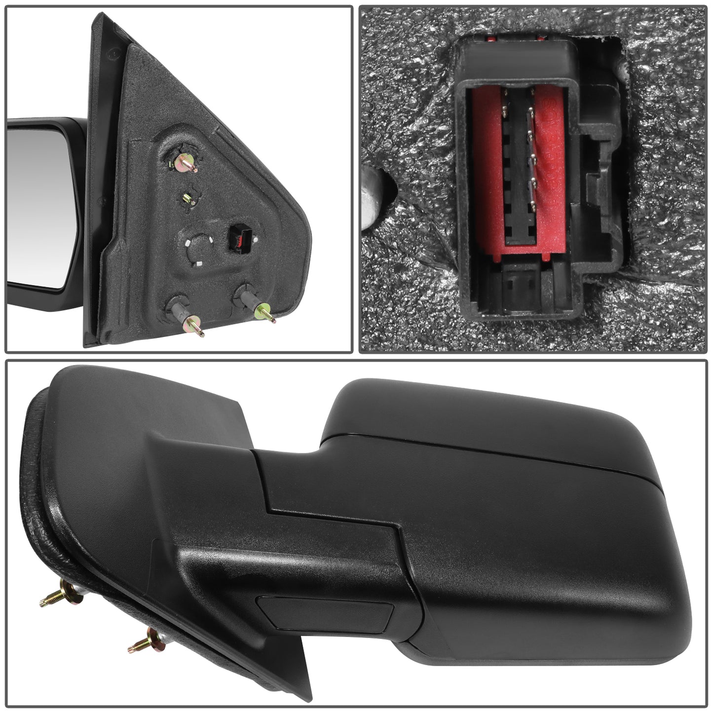 RETROVISOR MIRROR - OE STYLE - FORD F-150 2004-2006 - WITH POWER WITH HEATED WITH SIGNAL TEXTURED COVER - DRIVER LEFT SIDE - BLACK