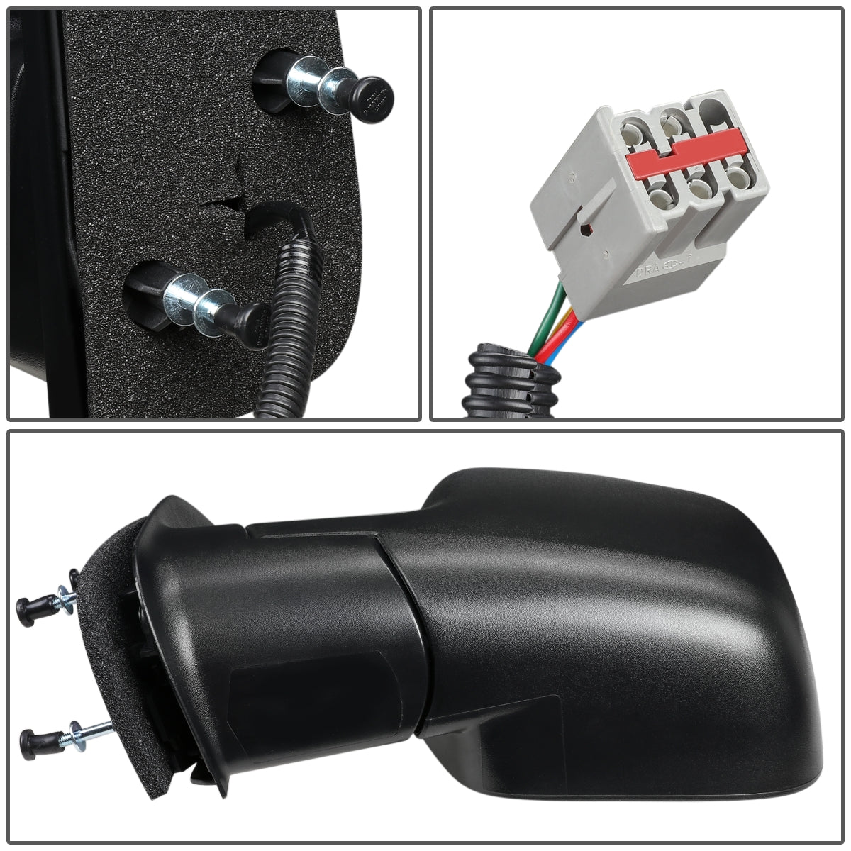 RETROVISOR MIRROR - OEM - 02-06 FORD E-150, E-250, E-350, E-450 / 02-03 FORD E-550 / 02-06 FORD ECONOLINE - POWERED - TEXTURED - BLACK - LEFT