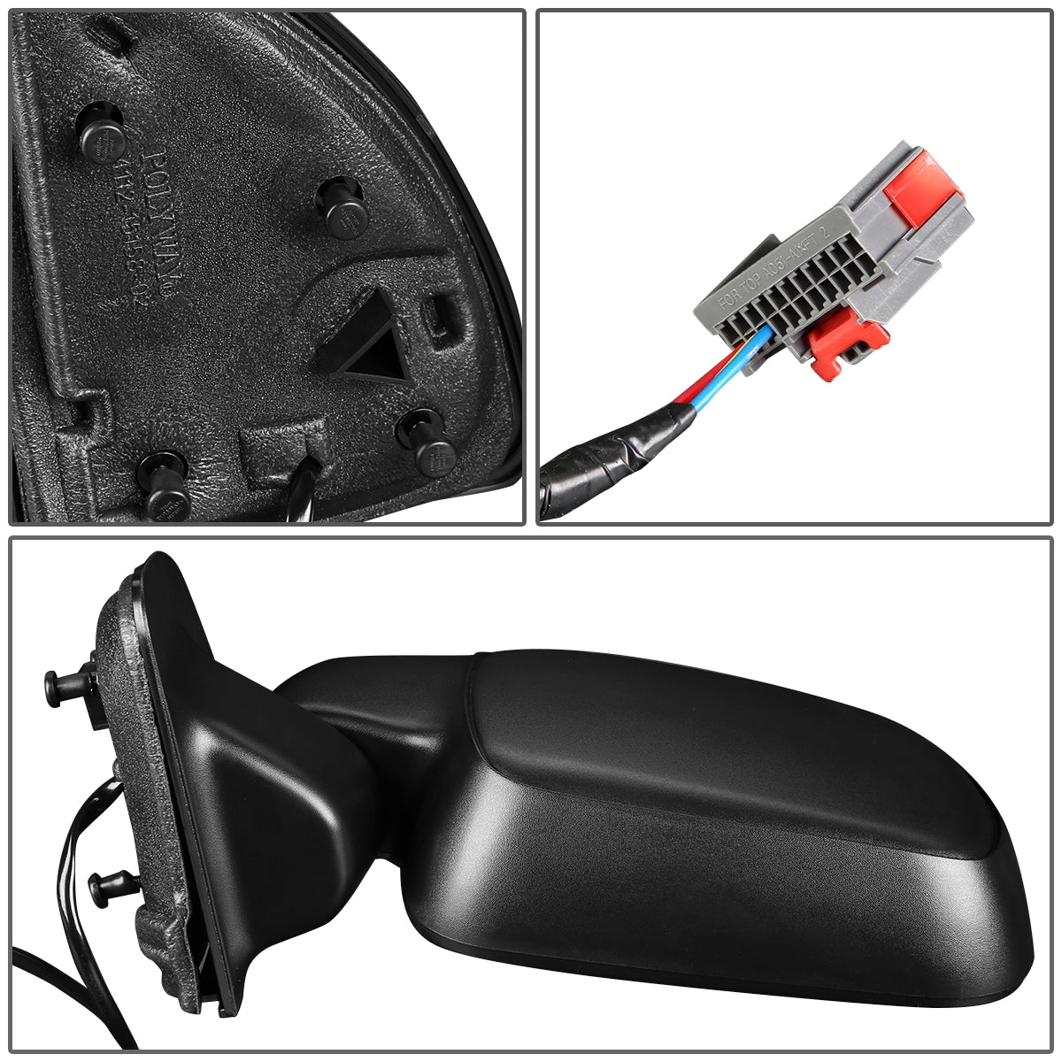 RETROVISOR MIRROR - OEM - 08-10 FORD F-250, F-350, F-450, F-550 SUPER DUTY - POWERED - TEXTURED - BLACK - LEFT