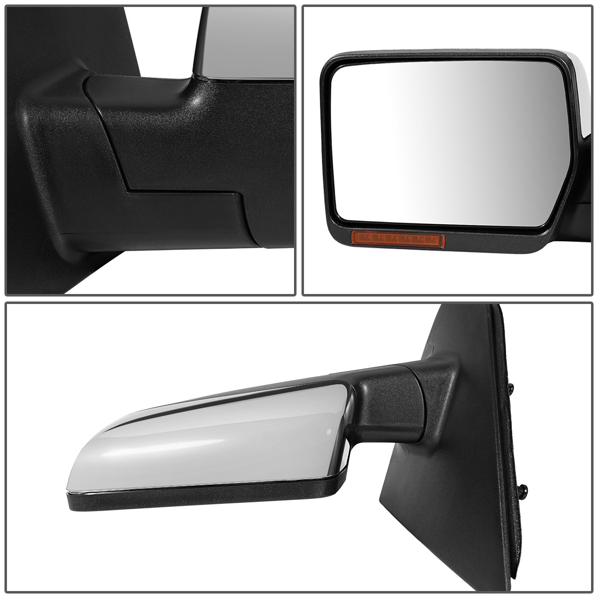 RETROVISOR MIRROR - OEM - 04-08 FORD F-150 - POWERED - HEATED - W/ SIGNAL LIGHT - W/ MEMORY - CHROME - LEFT
