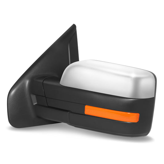 RETROVISOR MIRROR - OE STYLE - FORD F-150 09-10 - WITH POWER FOLD WITH HEATED WITH SIGNAL WITH MEMORY CHROME COVER - DRIVER SIDE - SMOOTH - BLACK / CHROME
