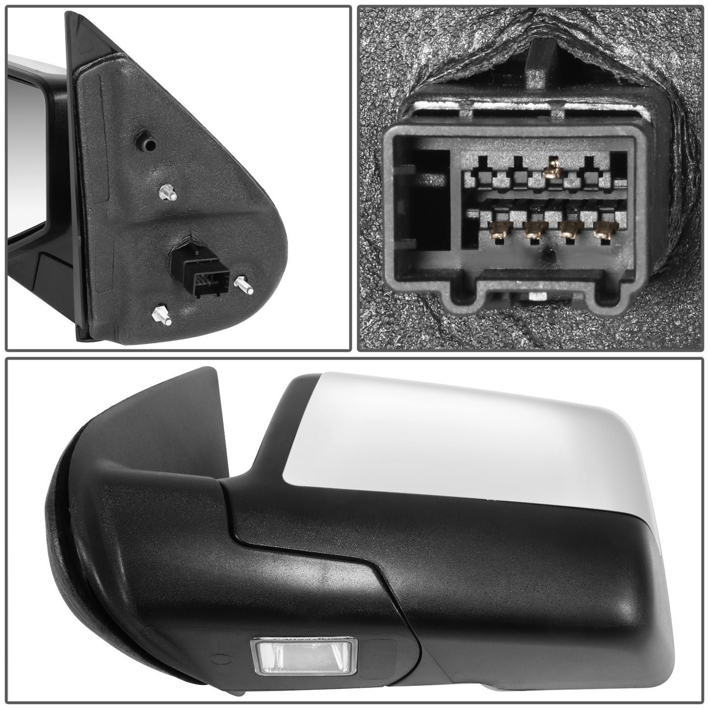 RETROVISOR MIRROR - OE STYLE - FORD EXPLORER 06-10 - FORD EXPLORER SPORT TRAC 07-10 - WITH POWER WITH CHROME COVER - DRIVER SIDE - SMOOTH - CHROME / BLACK