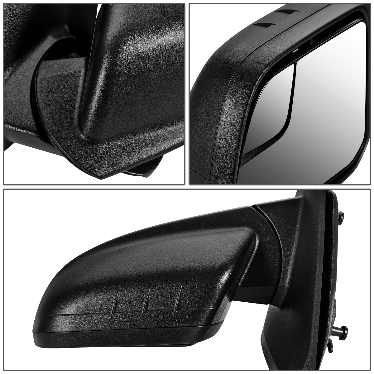 RETROVISOR MIRROR - OEM - 11-14 FORD EDGE - POWERED - W/ BLIND SPOT GLASS - TEXTURED - BLACK - LEFT