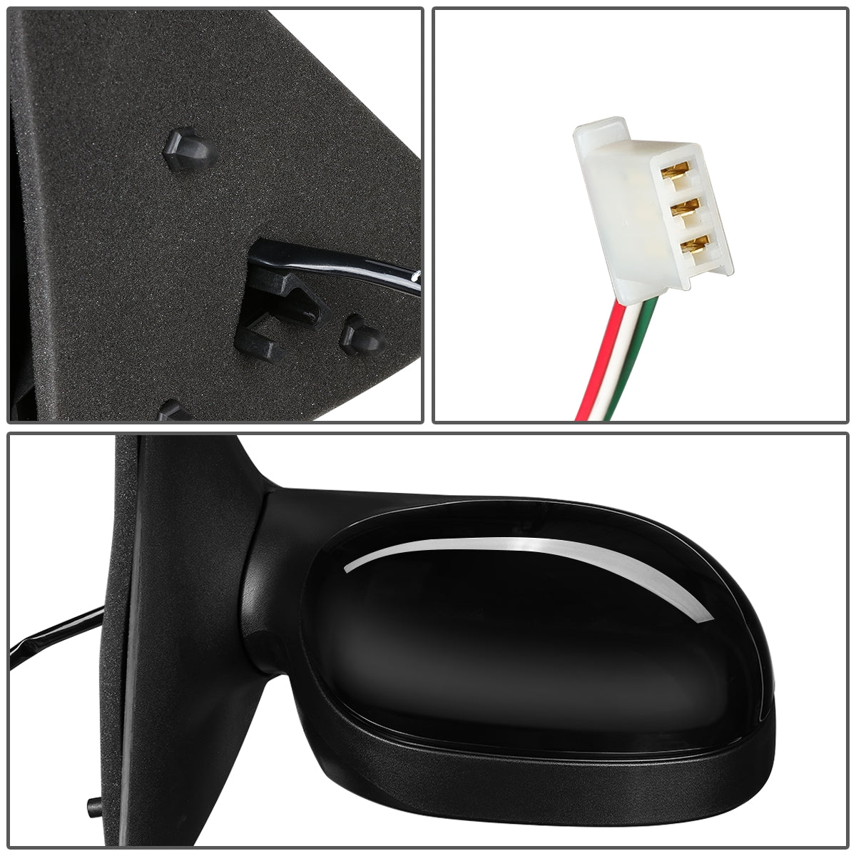 RETROVISOR MIRROR - OEM - 1997 FORD F-150, F-250 - POWERED - PAINTABLE - BLACK - RIGHT