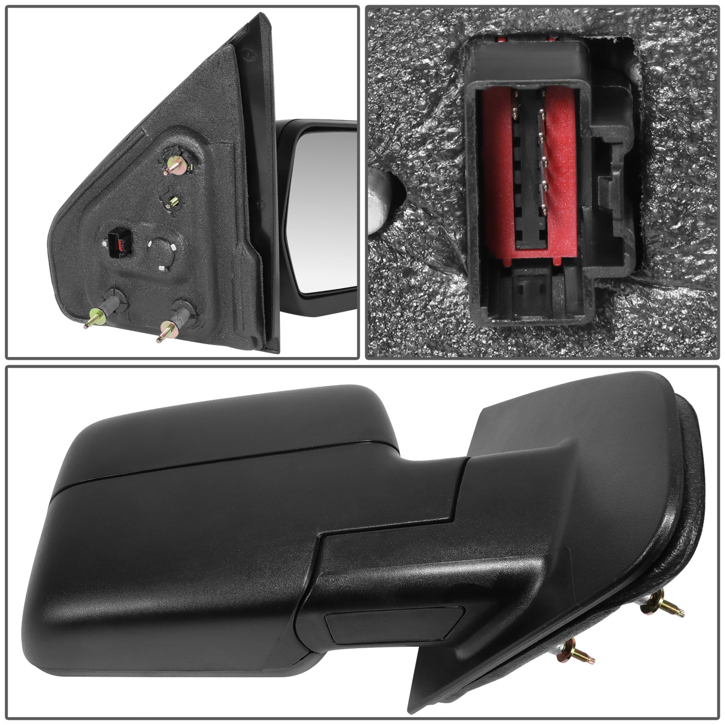 RETROVISOR MIRROR - OE STYLE - FORD F-150 04-06 - WITH POWER WITH HEATED WITH SIGNAL TEXTURED COVER - PASSENGER SIDE - PAINT TO MATCH - BLACK