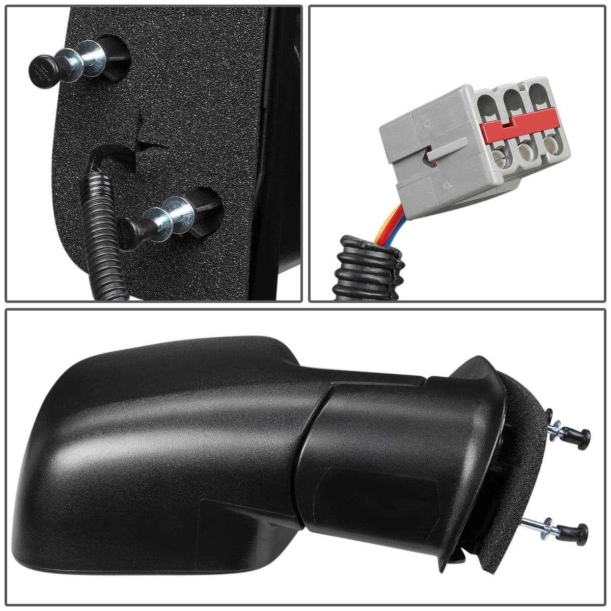 RETROVISOR MIRROR - OEM - 02-06 FORD E-150, E-250, E-350, E-450 / 02-03 FORD E-550 / 02-06 FORD ECONOLINE - POWERED - TEXTURED - BLACK - RIGHT