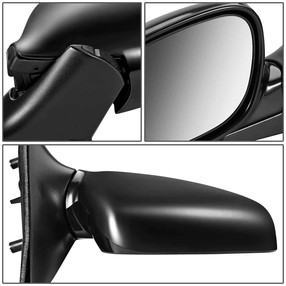 RETROVISOR MIRROR - OEM - 98-02 LINCOLN TOWN CAR - POWERED - HEATED - W/ MEMORY - W/O ELECTROCHROMIC - BLACK MATERIAL - RIGHT
