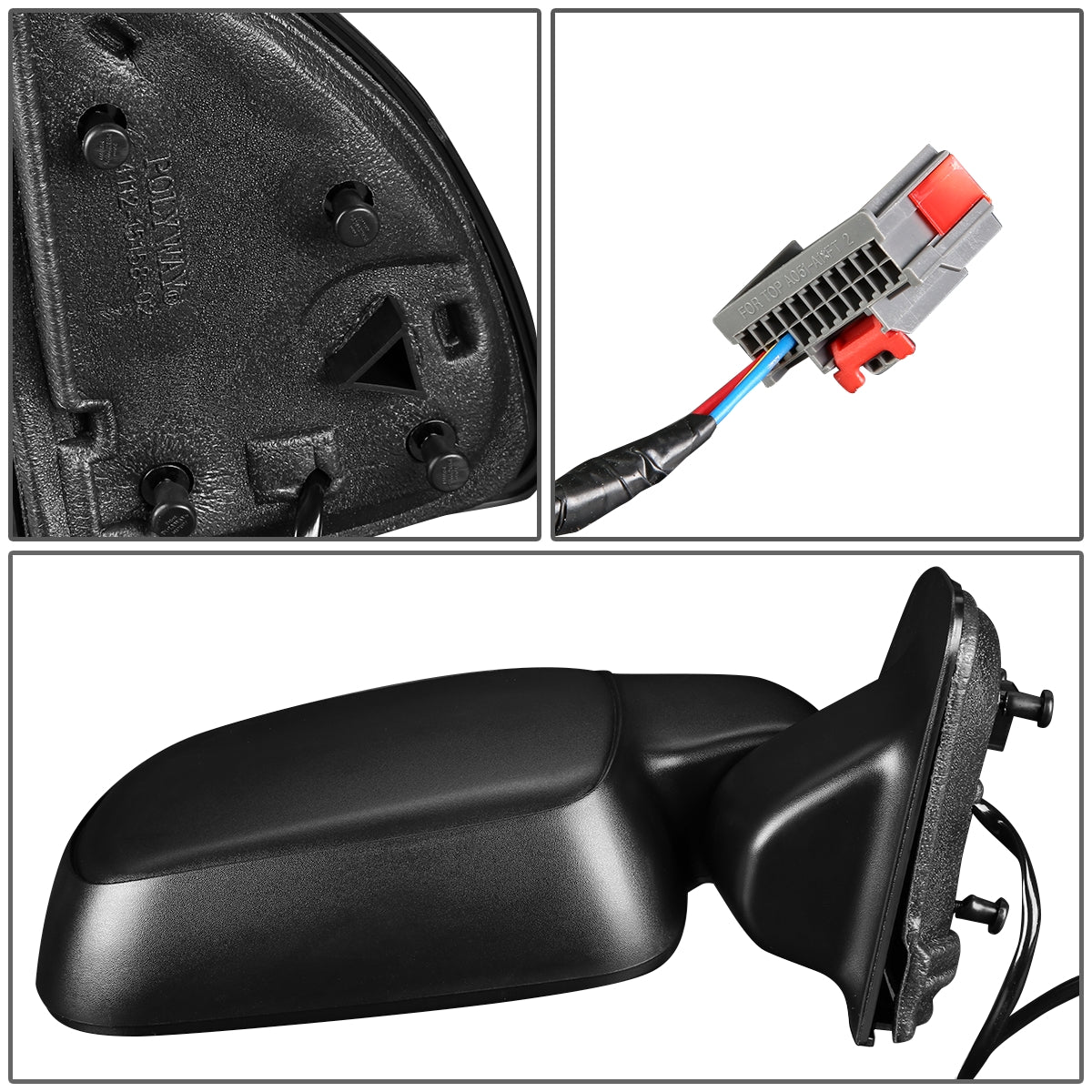 RETROVISOR MIRROR - OEM - 08-10 FORD F-250, F-350, F-450, F-550 SUPER DUTY - POWERED - TEXTURED - BLACK - RIGHT