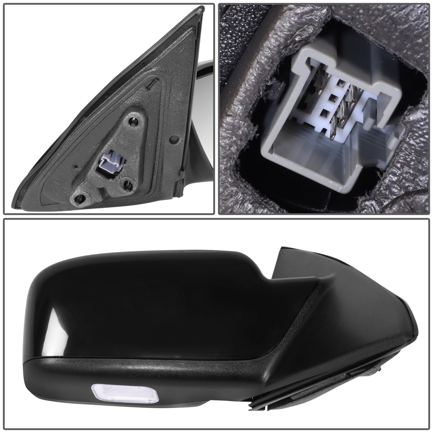 RETROVISOR MIRROR - OE STYLE - FORD FUSION 11-12 - WITH POWER WITH HEATED GLASS WITH PUDDLE LIGHT WITH TEXTURED COVER - PASSENGER SIDE - PAINT TO MATCH - BLACK