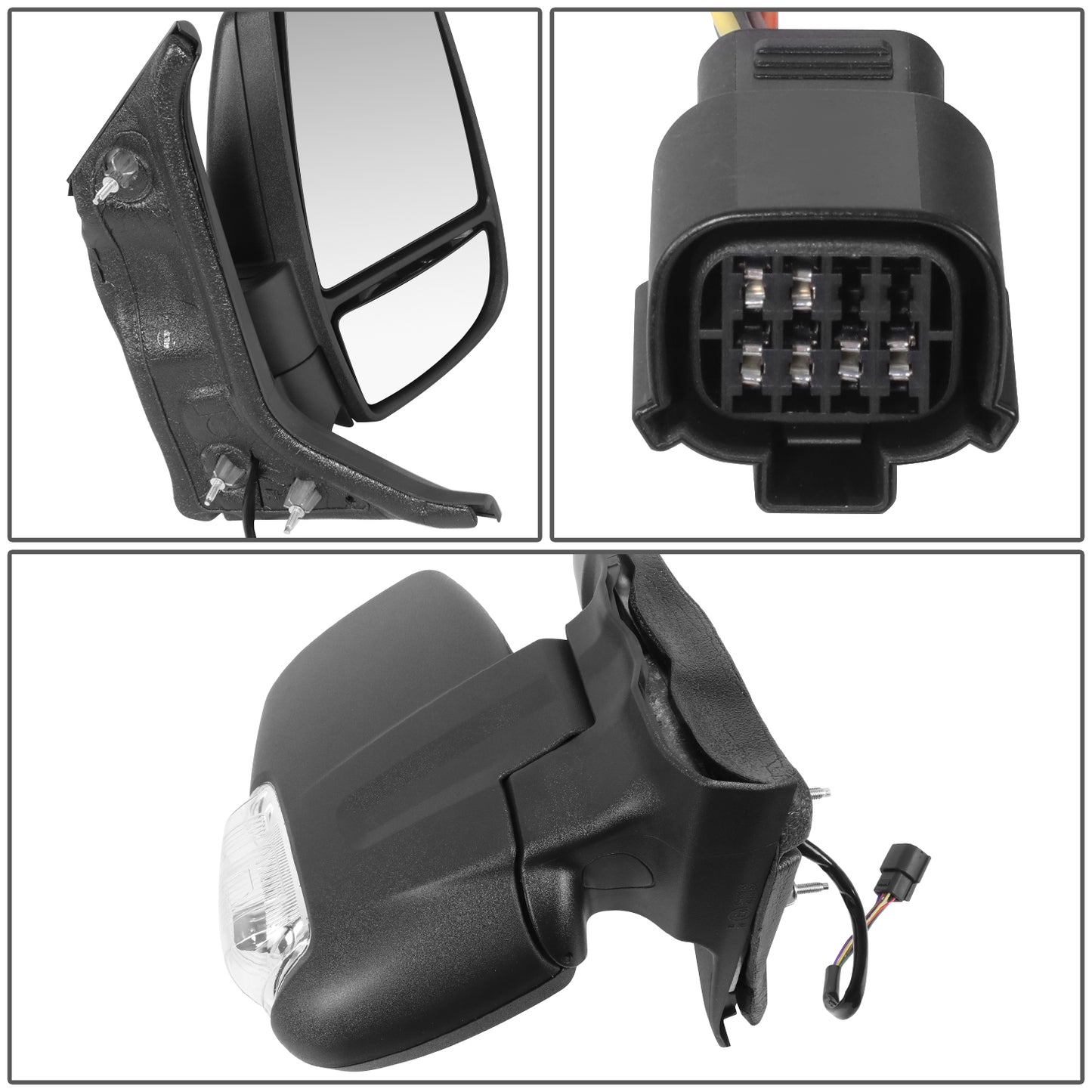 RETROVISOR MIRROR - OE STYLE - FORD TRANSIT 150 18-19 - FORD TRANSIT 250 18-19 - FORD TRANSIT 350 18-19 - SHORT ARM WITH POWER WITH HEATED WITH SIGNAL DUAL MIRROR HIGH ROOF - PASSENGER SIDE - PAINT TO MATCH - BLACK