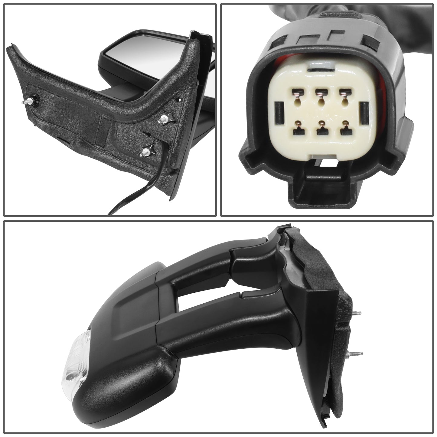 RETROVISOR MIRROR - OE STYLE - FORD TRANSIT 150 2015-2017 - FORD TRANSIT 250 2015-2017 - FORD TRANSIT 350 2015-2017 - LONG ARM WITH POWER WITH HEATED WITH SIGNAL DUAL MIRROR HIGH ROOF - PASSENGER RIGHT SIDE - BLACK