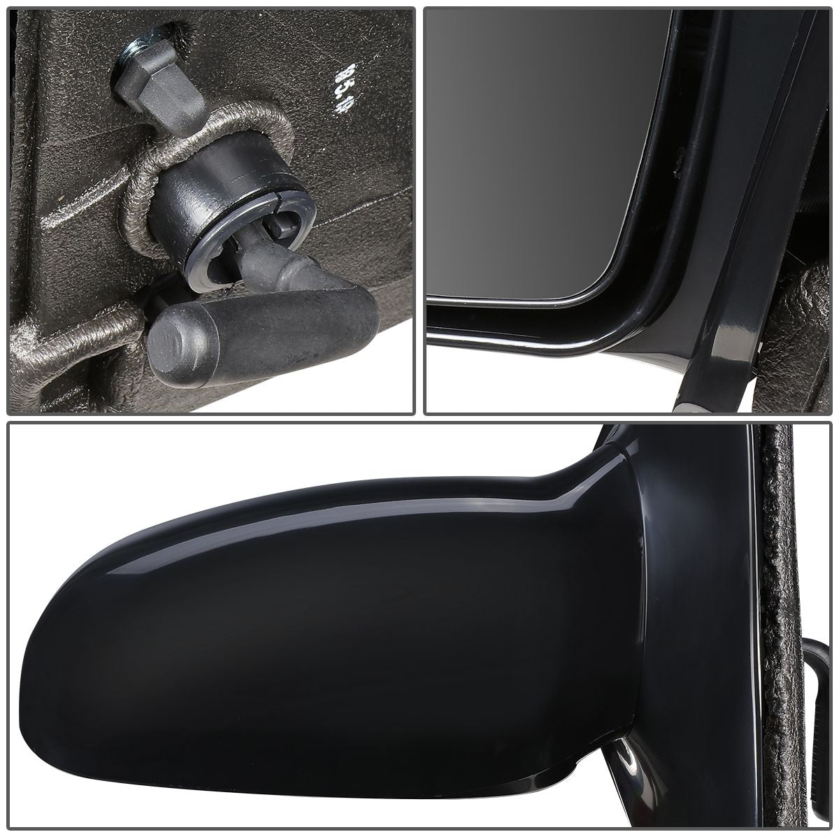 RETROVISOR MIRROR - OEM - 95-05 CHEVY CAVALIER COUPE / 95-05 PONTIAC SUNFIRE COUPE - MANUAL - PAINTABLE - BLACK - LEFT