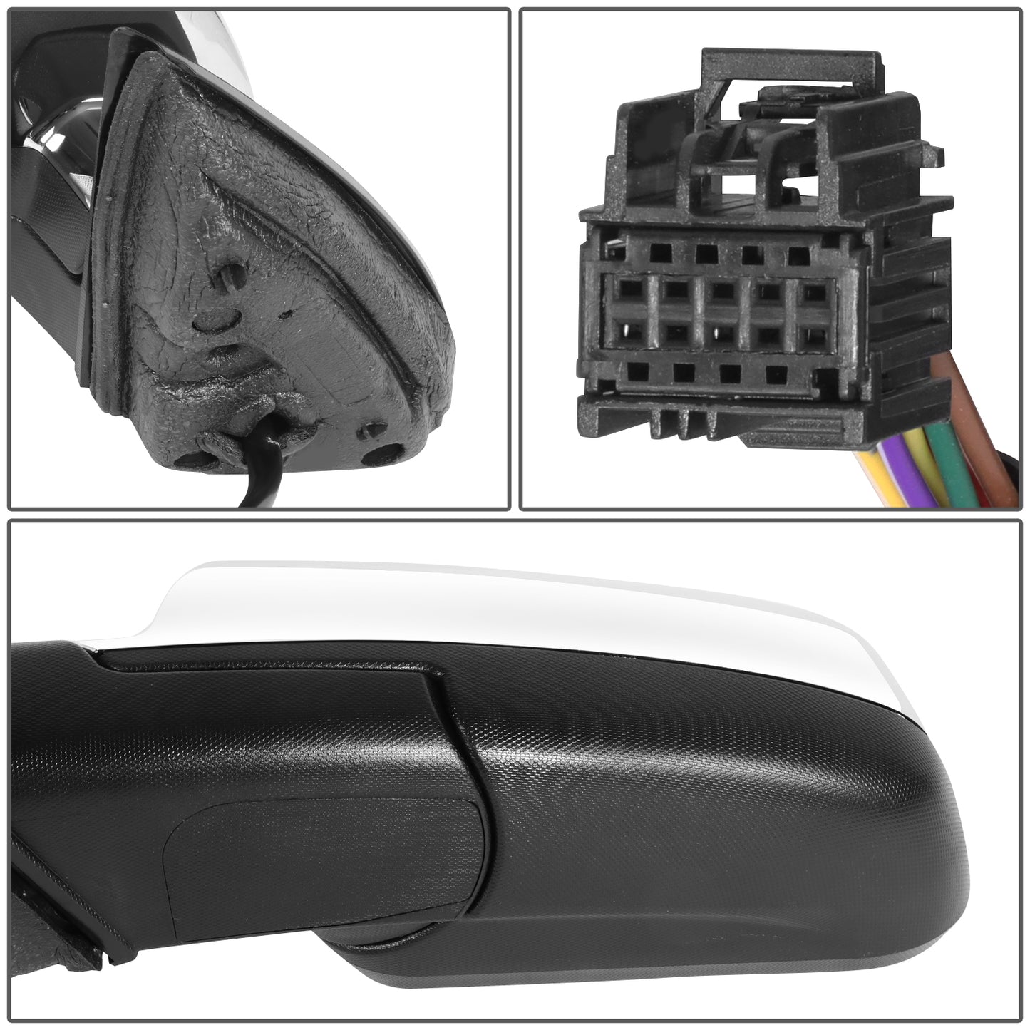 RETROVISOR MIRROR - OE STYLE - CHEVROLET EQUINOX 10-12 - GMC TERRAIN 10-11 - WITH POWER WITH HEATED GLASS CHROME COVER - DRIVER SIDE - SMOOTH - BLACK / CHROME