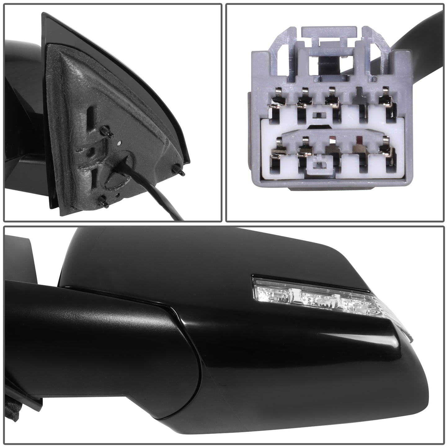 RETROVISOR MIRROR - OE STYLE - SATURN OUTLOOK 2007-2008 - WITH POWER WITH HEATED GLASS WITH SIGNAL - 2ND DESIGN - DRIVER LEFT SIDE - BLACK