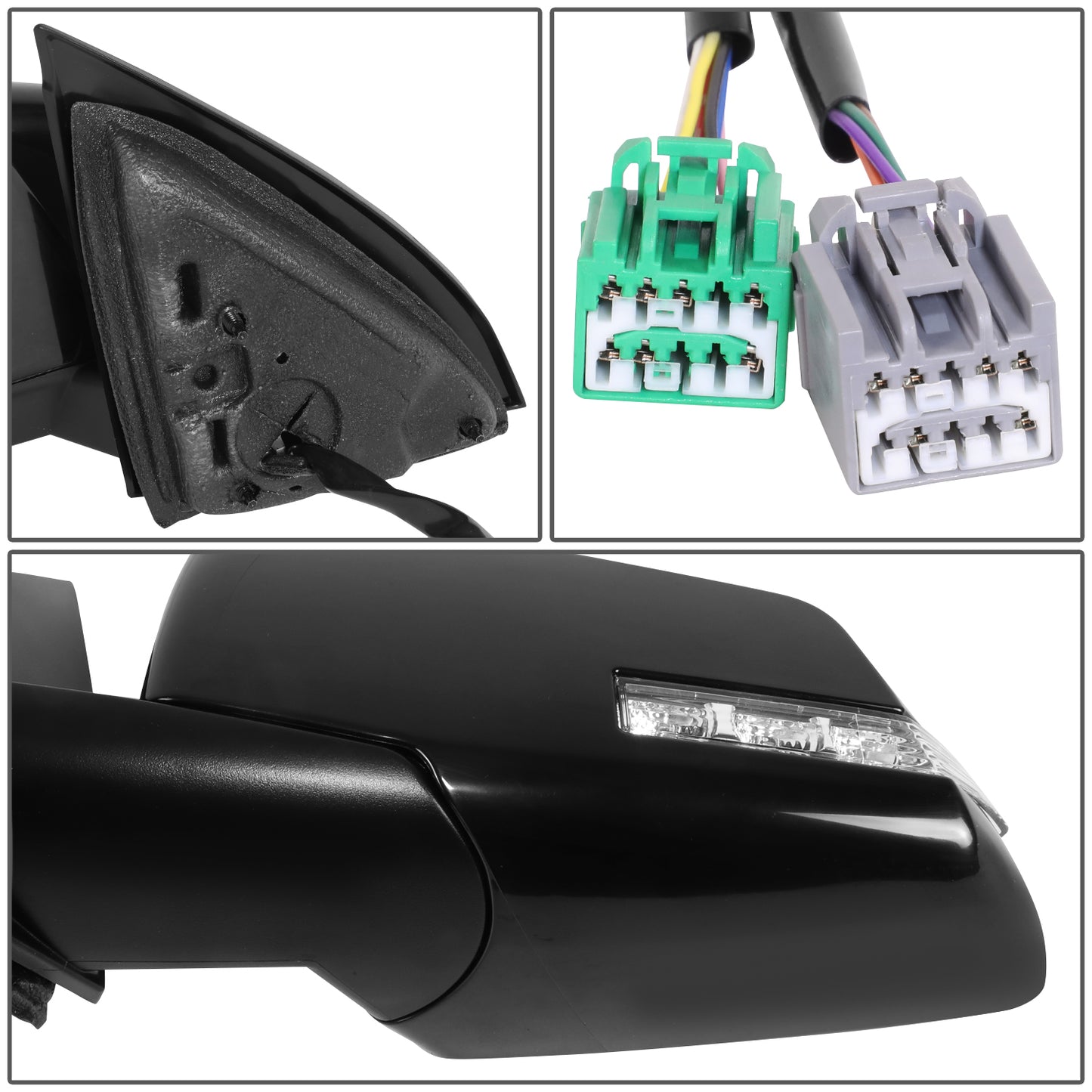 RETROVISOR MIRROR - OE STYLE - SATURN OUTLOOK 08-10 - WITH POWER FOLD WITH HEATED WITH SIGNAL WITH MEMORY - 2ND DESIGN - DRIVER SIDE - PAINT TO MATCH - BLACK