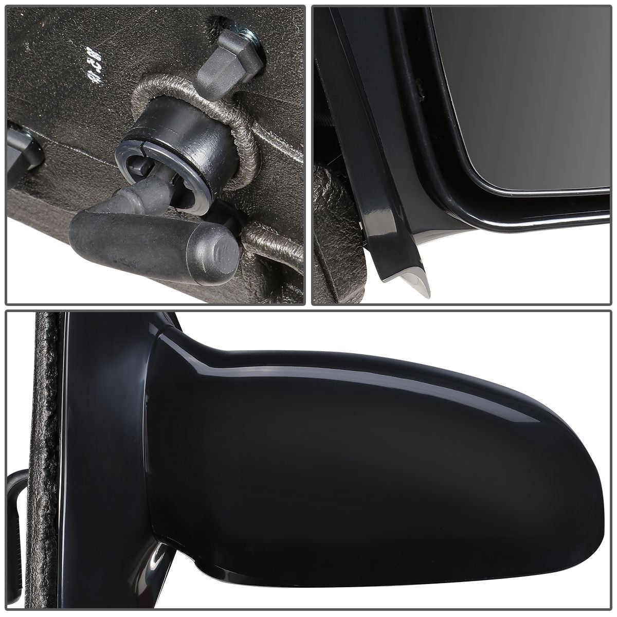 RETROVISOR MIRROR - OEM - 95-05 CHEVY CAVALIER SEDAN / 95-05 PONTIAC SUNFIRE SEDAN - MANUAL - PAINTABLE - BLACK - RIGHT