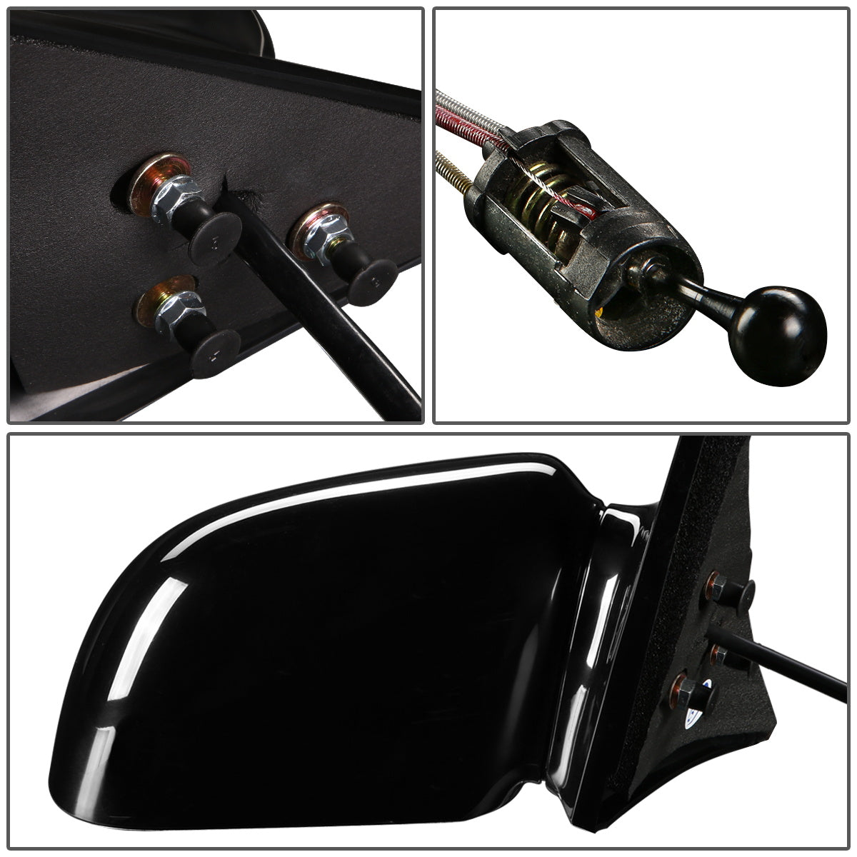 RETROVISOR MIRROR - OEM - 92-98 BUICK SKYLARK / 92-98 OLDSMOBILE ACHIEVA / 92-98 PONTIAC GRAND AM - MANUAL - PAINTABLE - BLACK - RIGHT