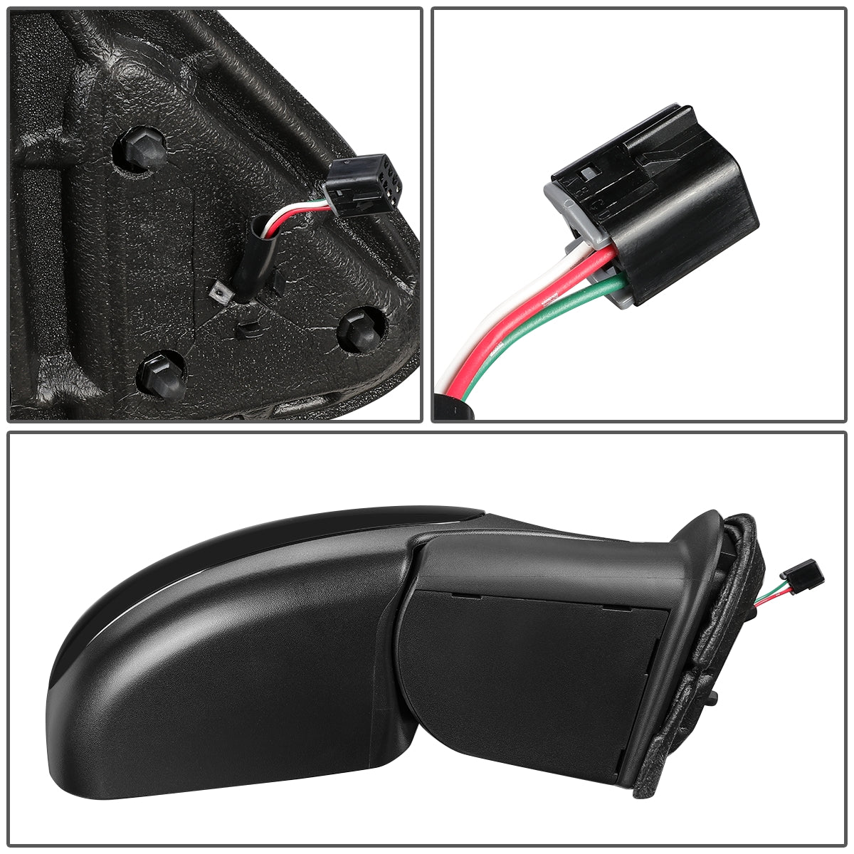 RETROVISOR MIRROR - OEM - 99-02 CHEVY SILVERADO 1500, 2500, 3500 / 99-02 GMC SIERRA 1500, 2500, 3500 - POWERED - GLOSSY - BLACK - RIGHT