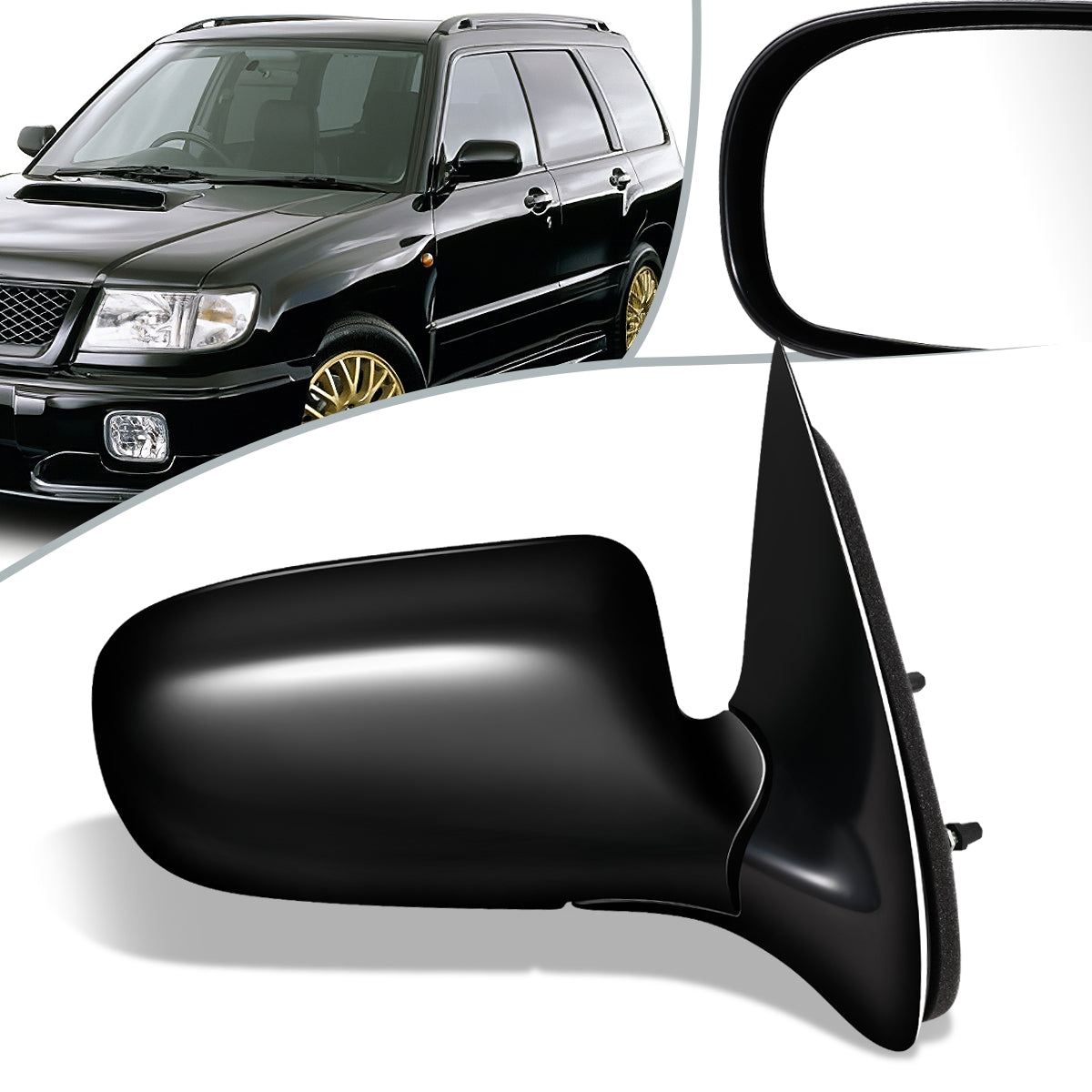 RETROVISOR MIRROR - OEM - 97-05 CHEVY VENTURE - MANUAL - FOLDING - BLACK MATERIAL - RIGHT