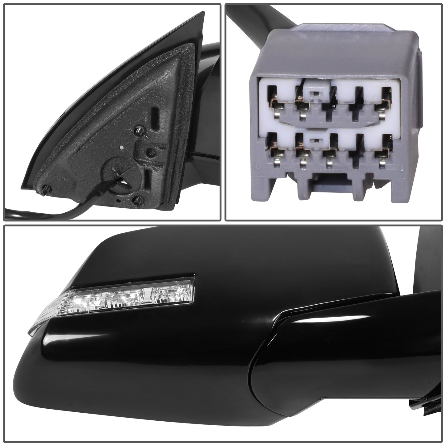 RETROVISOR MIRROR - OE STYLE - SATURN OUTLOOK 07-08 - WITH POWER WITH HEATED GLASS WITH SIGNAL - 1ST DESIGN - PASSENGER SIDE - PAINT TO MATCH - BLACK