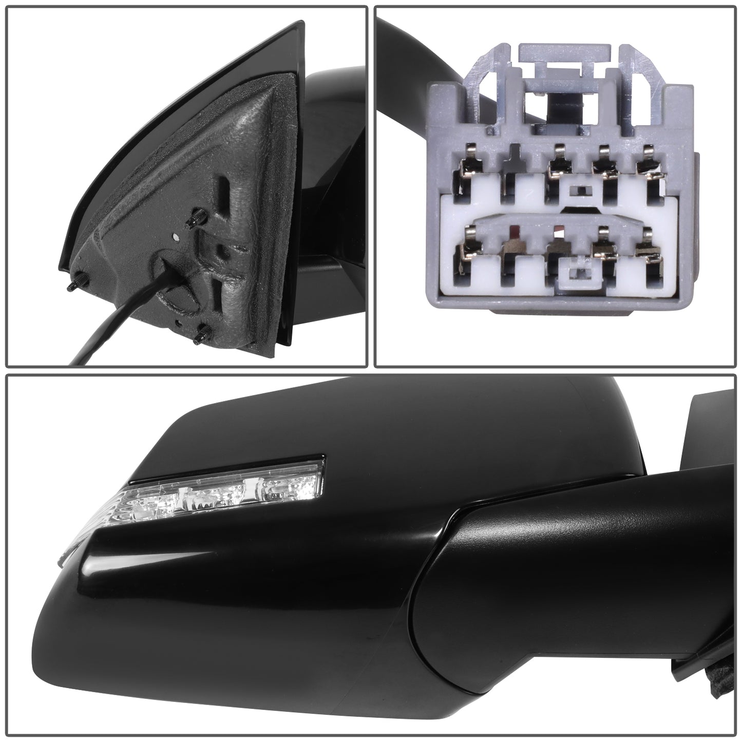 RETROVISOR MIRROR - OE STYLE - SATURN OUTLOOK 07-08 - WITH POWER WITH HEATED GLASS WITH SIGNAL - 2ND DESIGN - PASSENGER SIDE - PAINT TO MATCH - BLACK