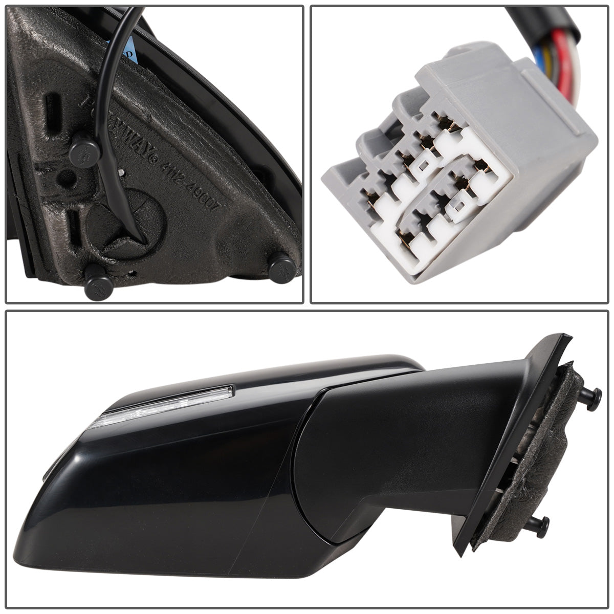 RETROVISOR MIRROR - OEM - 13-17 CHEVY TRAVERSE - POWERED - HEATED - W/ SIGNAL LIGHT - FOLDING - W/ BLIND SPOT GLASS - BLACK - RIGHT