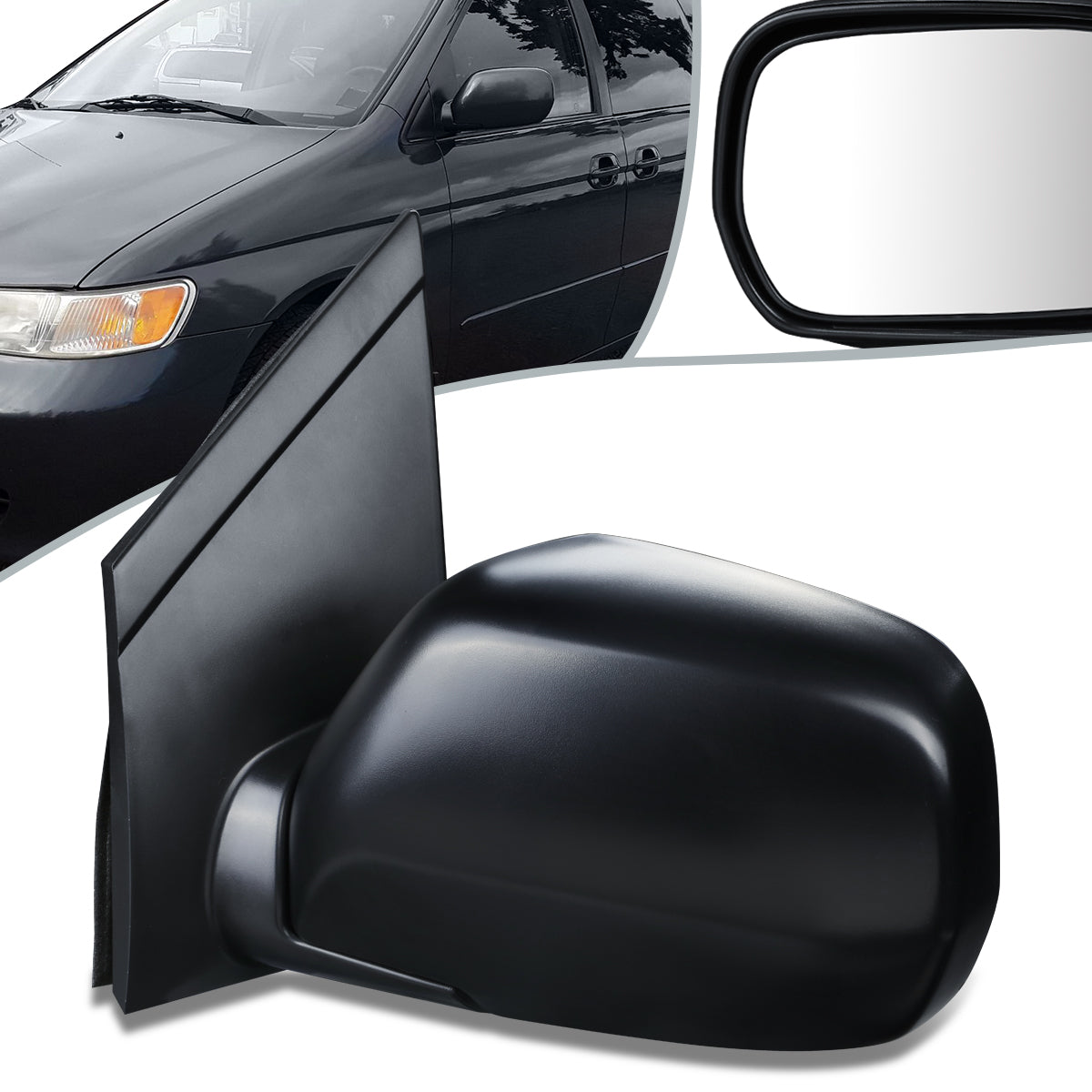 RETROVISOR MIRROR - OEM - 99-04 HONDA ODYSSEY - POWERED - FOLDING - BLACK MATERIAL - LEFT