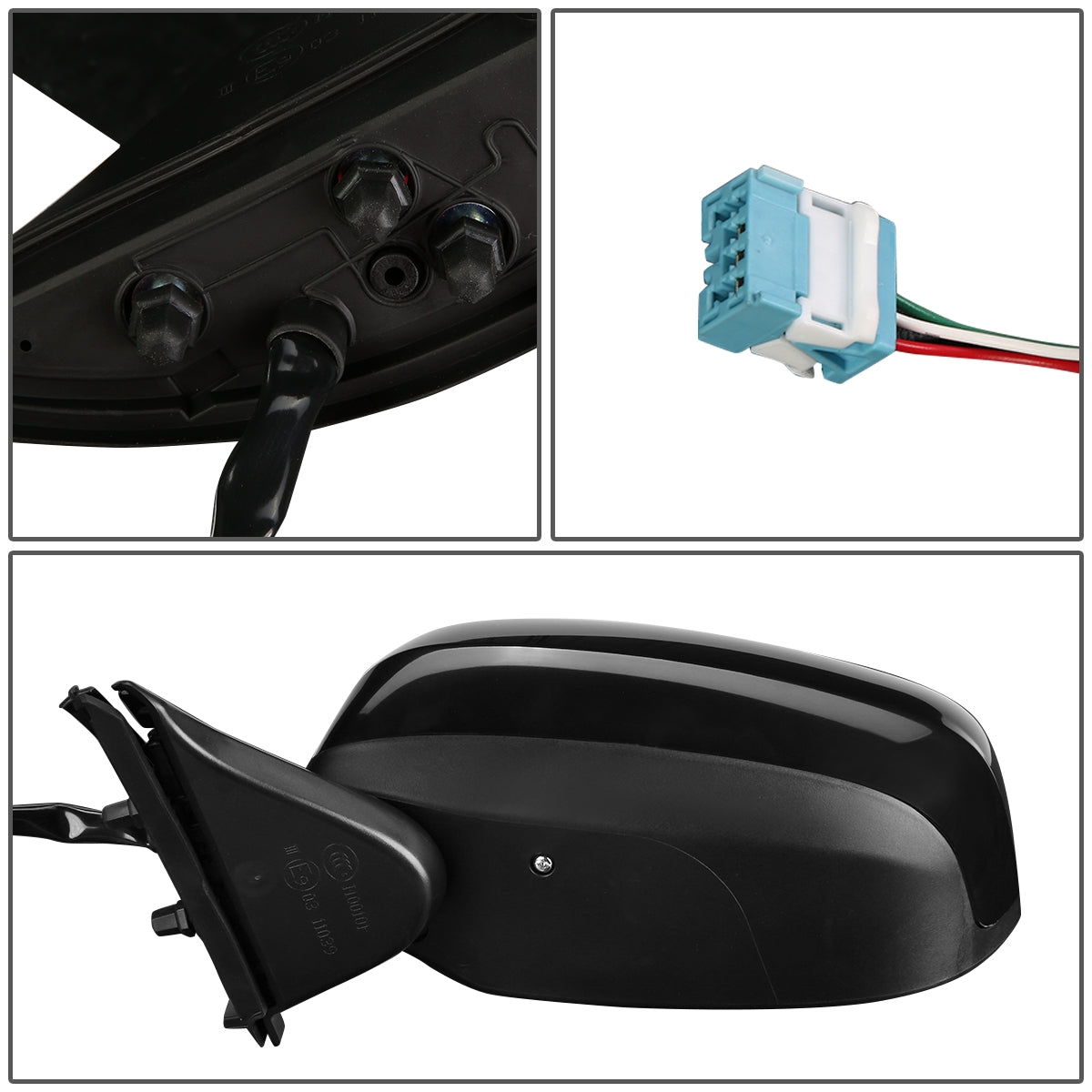 RETROVISOR MIRROR - OEM - 09-14 HONDA FIT - POWERED - PAINTABLE - BLACK - LEFT