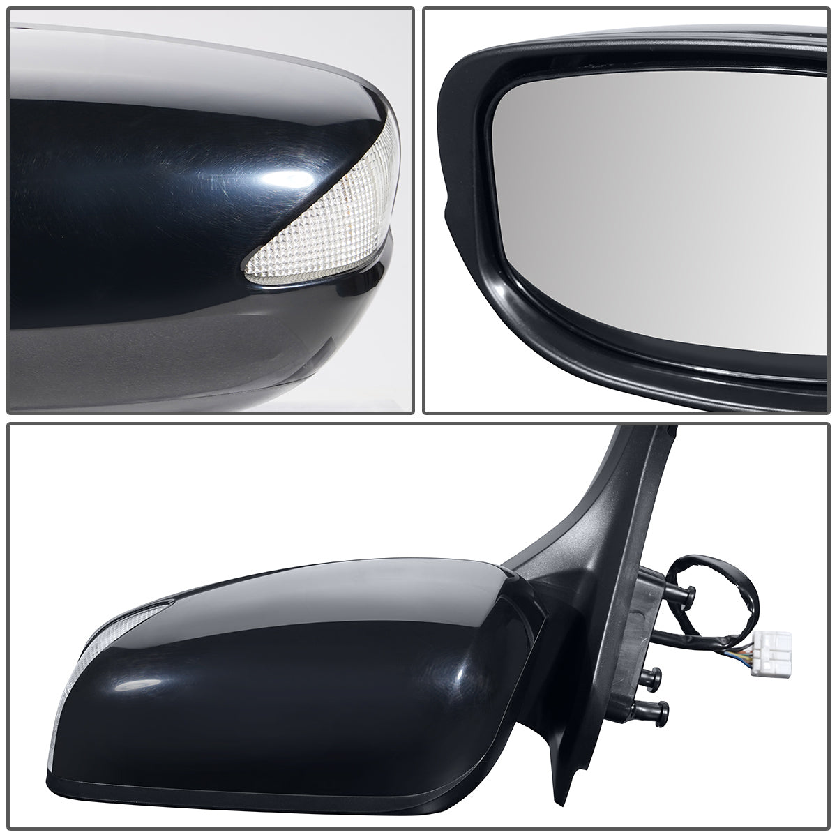 RETROVISOR MIRROR - OEM - 10-18 HONDA INSIGHT - POWERED - HEATED - W/ SIGNAL LIGHT - FOLDING - BLACK MATERIAL - LEFT