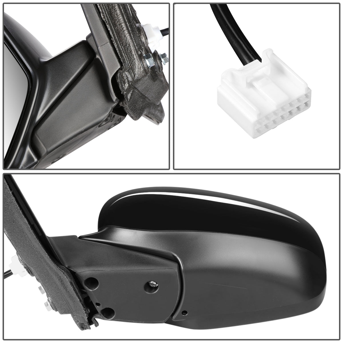 RETROVISOR MIRROR - OEM - 13-17 HONDA ACCORD 2-DOOR - POWERED - TEXTURED - BLACK - LEFT