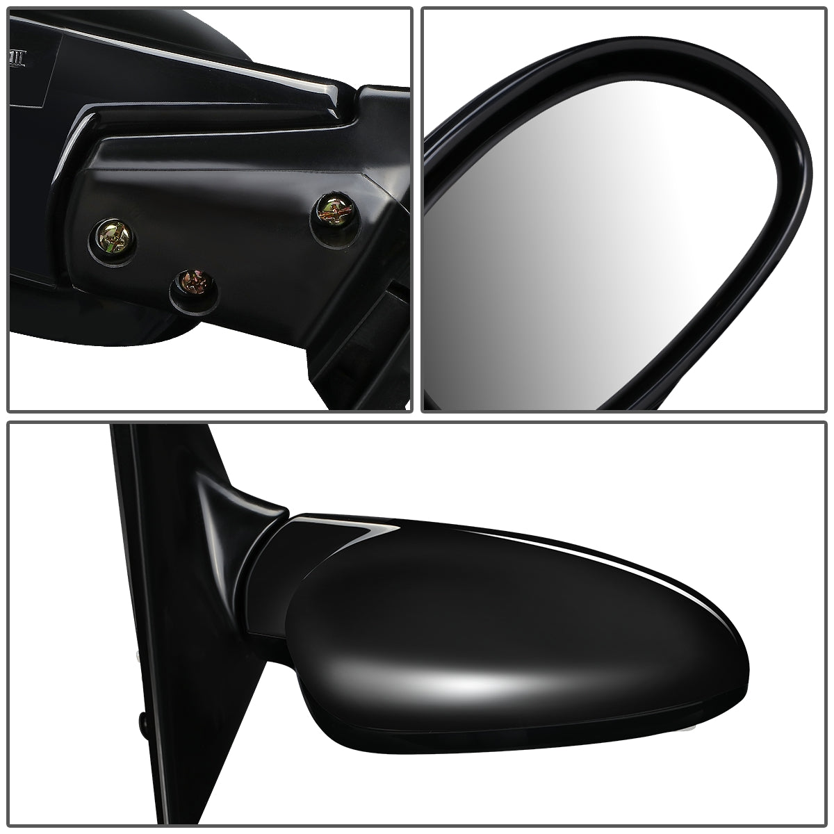 RETROVISOR MIRROR - OEM - 92-95 HONDA CIVIC 2/3-DR - POWERED - FOLDING - BLACK MATERIAL - RIGHT