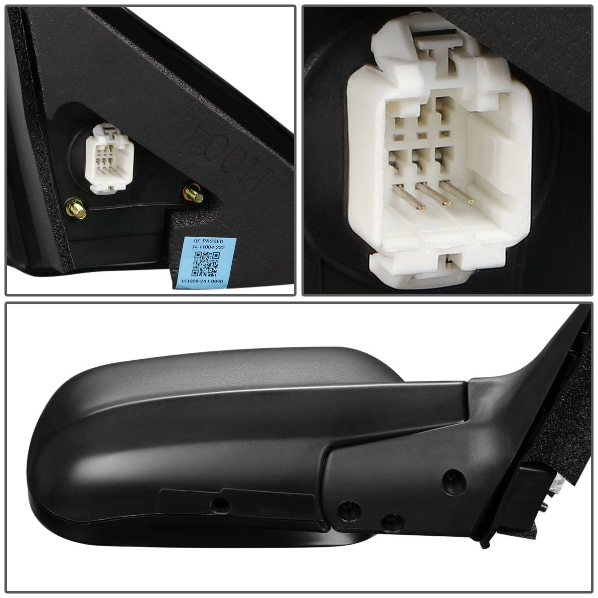 RETROVISOR MIRROR - OEM - 94-97 HONDA ACCORD - POWERED - FOLDING - TEXTURED - BLACK - RIGHT