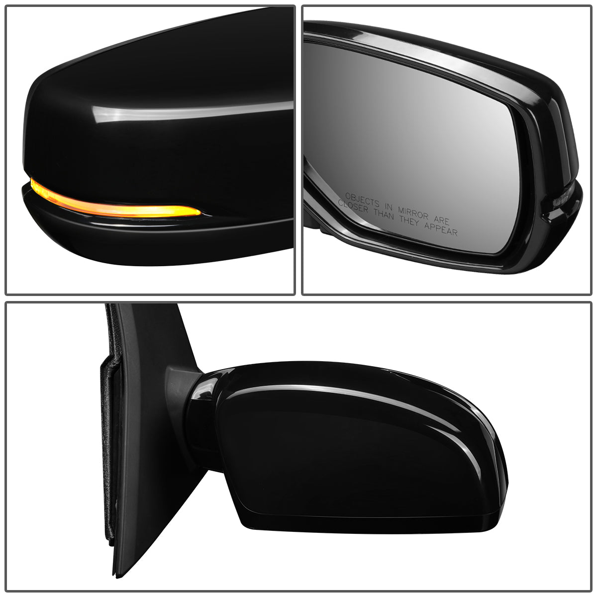 RETROVISOR MIRROR - OEM - 13-15 HONDA ACCORD 2-DR - POWERED - HEATED - W/ SIGNAL LIGHT - FOLDING - BLACK MATERIAL - RIGHT