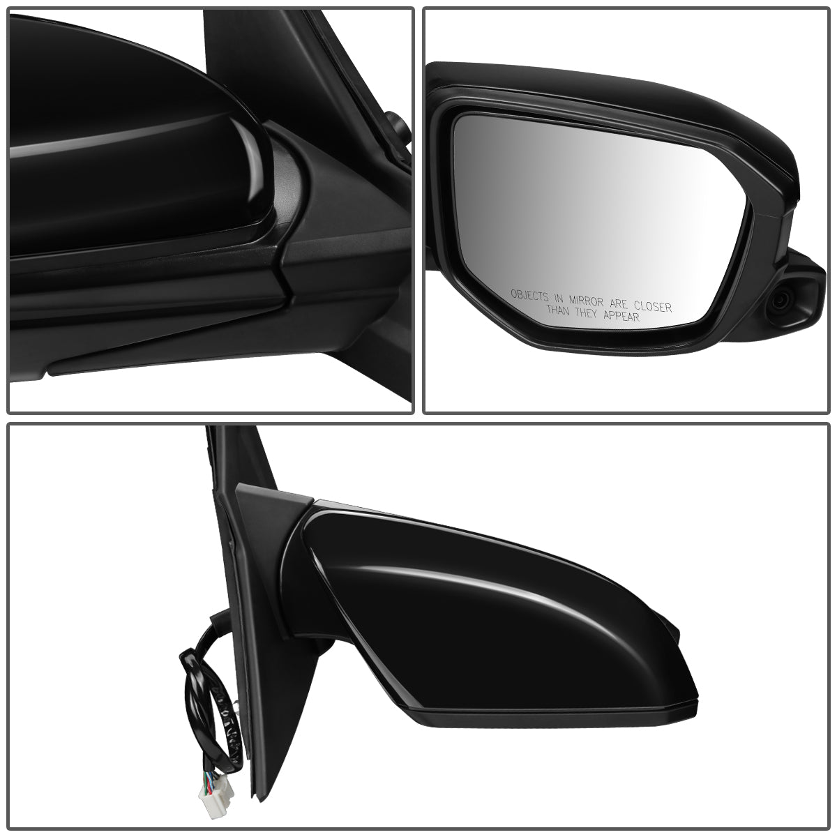 RETROVISOR MIRROR - OEM - 16-18 HONDA CIVIC 4-DR - POWERED - HEATED - FOLDING - W/ CAMERA - BLACK MATERIAL - RIGHT