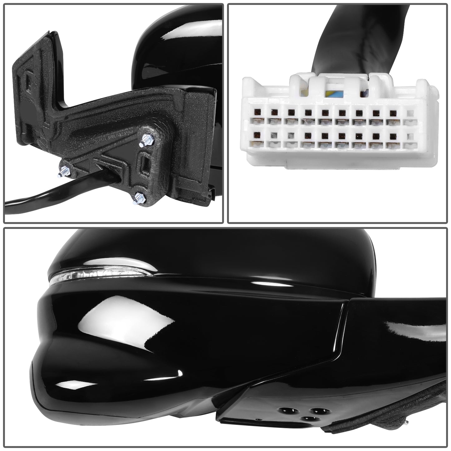 RETROVISOR MIRROR - OE STYLE - HONDA PILOT 17-18 - WITH POWER WITH HEATED WITH SIGNAL WITH MEMORY WITH CAMERA - AWD - PASSENGER SIDE - PAINT TO MATCH - BLACK