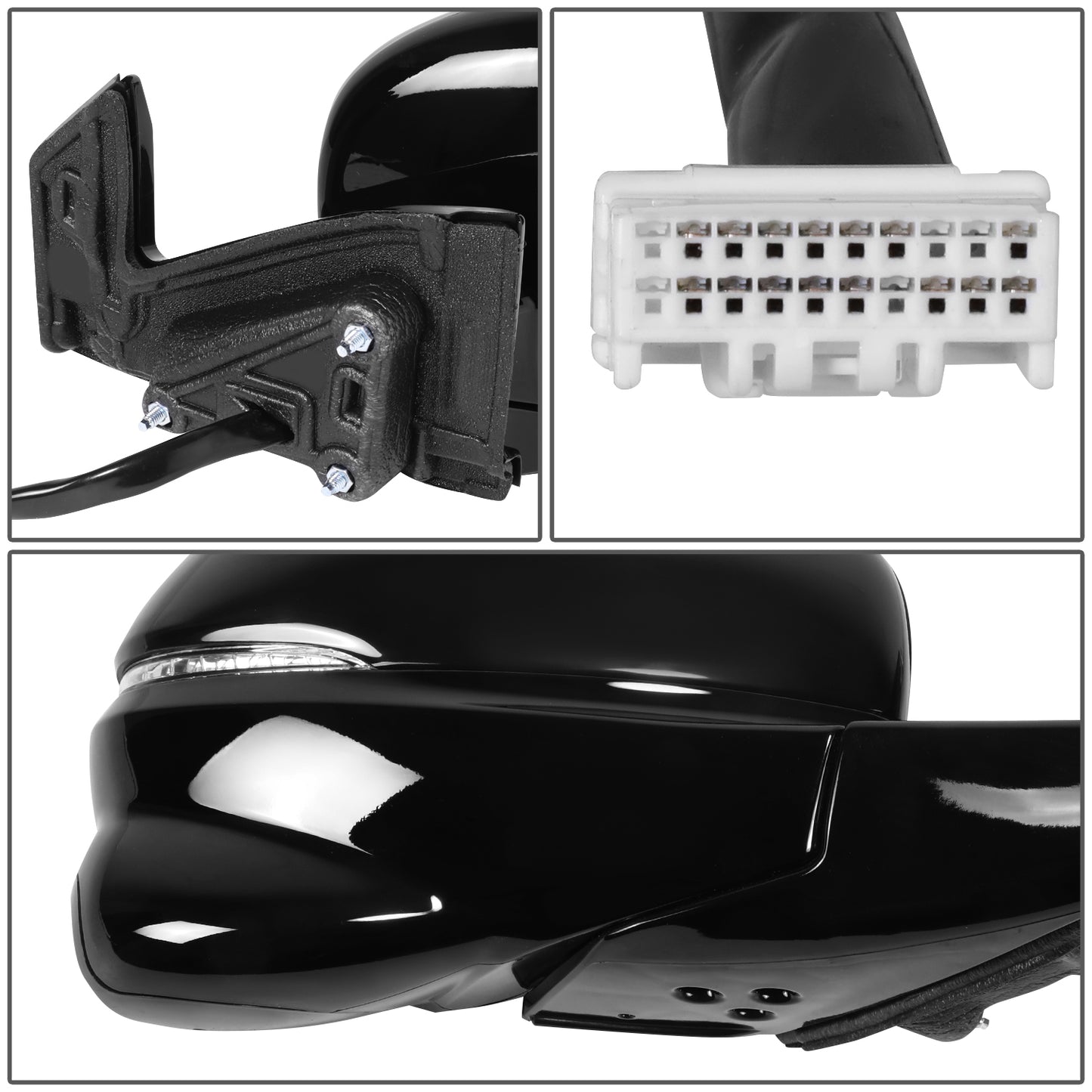 RETROVISOR MIRROR - OE STYLE - HONDA PILOT 16-18 - WITH POWER WITH SIGNAL WITH MEMORY WITH CAMERA - FWD - PASSENGER SIDE - PAINT TO MATCH - BLACK