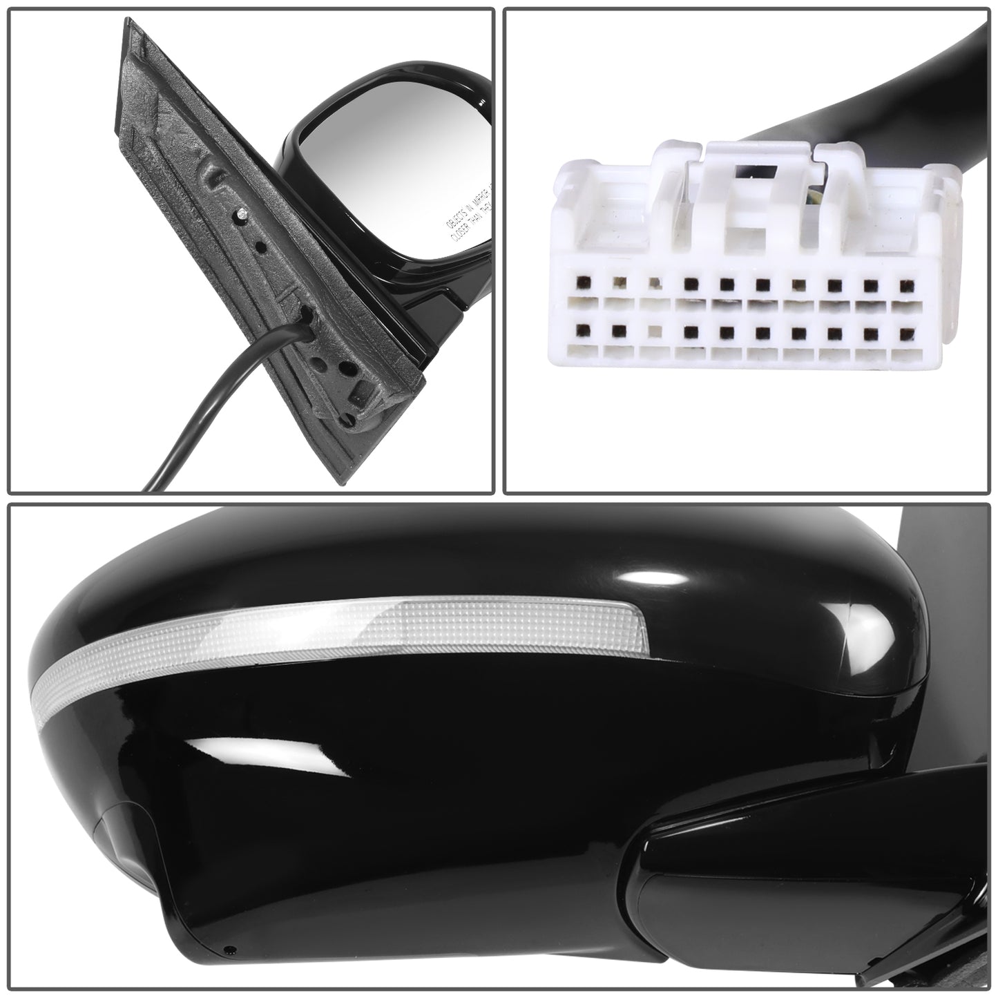 RETROVISOR MIRROR - OE STYLE - HONDA ODYSSEY 2014-2017 - WITH POWER WITH HEATED GLASS WITH SIGNAL WITH MEMORY WITH CAMERA - PASSENGER RIGHT SIDE - BLACK