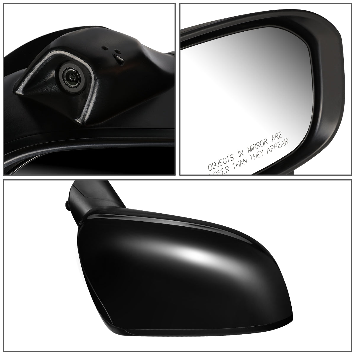 RETROVISOR MIRROR - OEM - 13-15 HONDA CIVIC 4-DR - POWERED - W/ CAMERA - FOLDING - BLACK MATERIAL - RIGHT