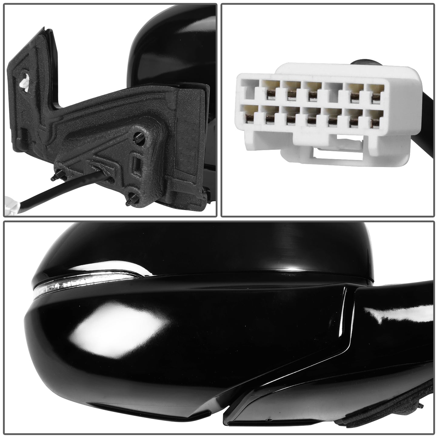 RETROVISOR MIRROR - OE STYLE - HONDA PILOT 19-22 - HONDA PASSPORT 19-24 - WITH POWER FOLD WITH HEATED WITH SIGNAL WITH MEMORY - PASSENGER SIDE - PAINT TO MATCH - BLACK