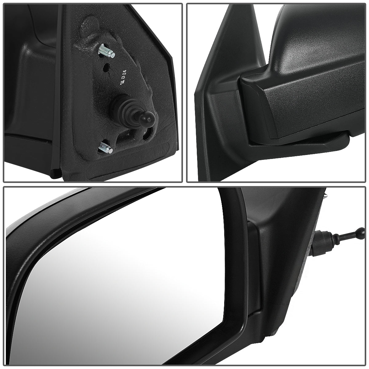 RETROVISOR MIRROR - OEM - 05-09 HYUNDAI TUCSON - MANUAL - TEXTURED - BLACK - LEFT