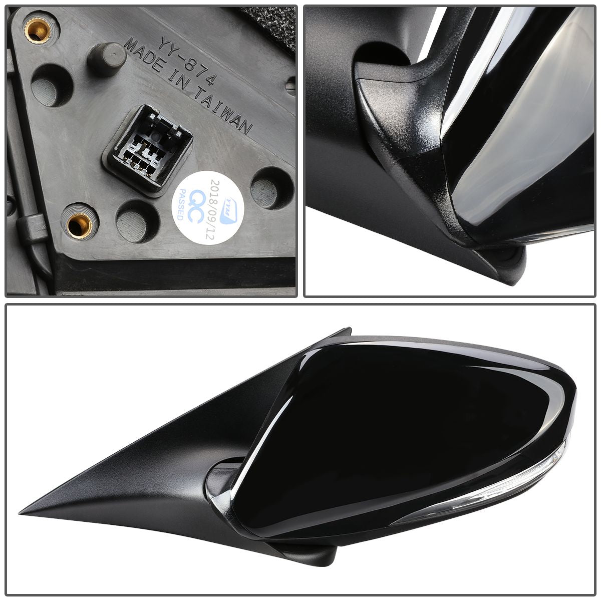 RETROVISOR MIRROR - OEM - 13-14 HYUNDAI VELOSTER WITH PANORAMIC SUNROOF - POWERED - HEATED - TEXTURED - BLACK - LEFT