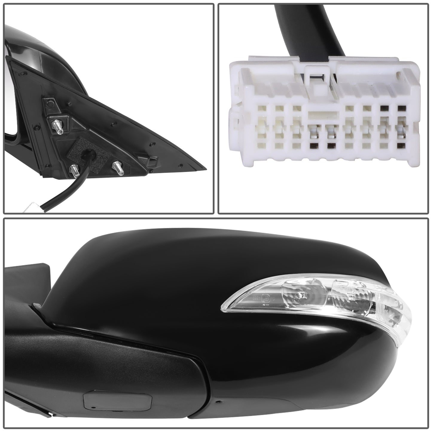 RETROVISOR MIRROR - OE STYLE - HYUNDAI GENESIS COUPE 2010-2016 - WITH POWER WITH TURN SIGNAL - DRIVER LEFT SIDE - BLACK