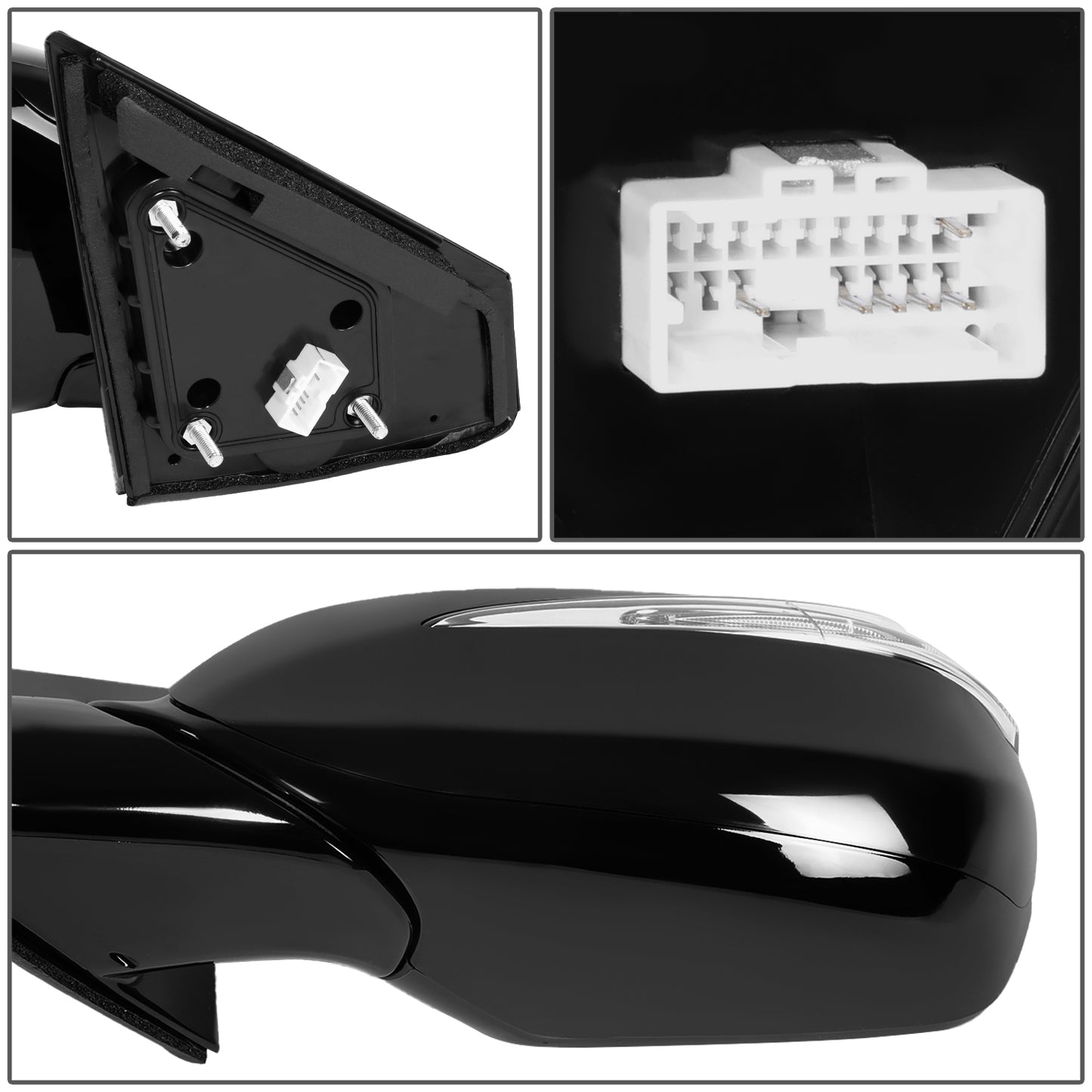 RETROVISOR MIRROR - OE STYLE - HYUNDAI SANTA FE SPORT 2013-2016 - WITH POWER WITH HEATED GLASS WITH TURN SIGNAL - DRIVER LEFT SIDE - BLACK