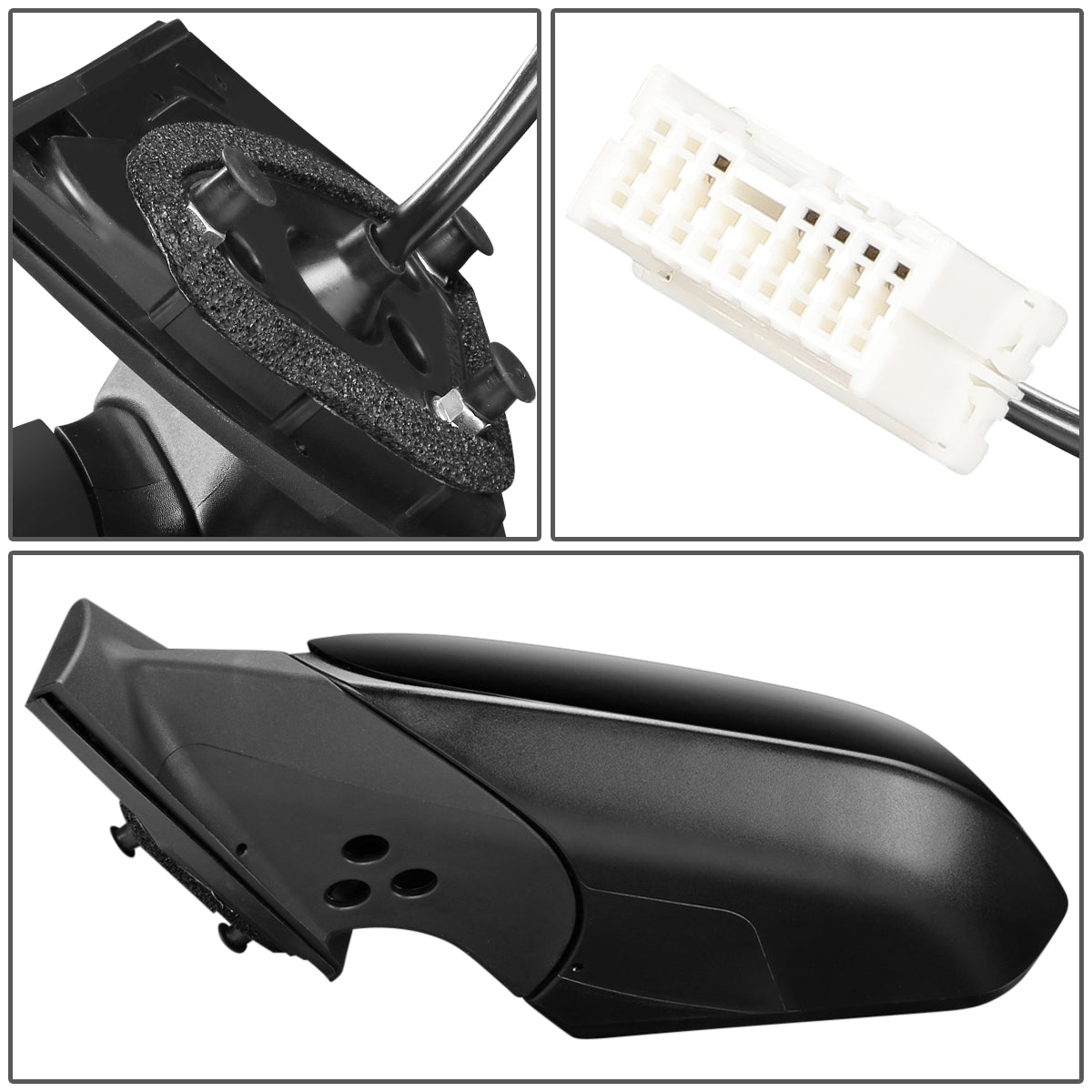 RETROVISOR MIRROR - OEM - 15-17 HYUNDAI SONATA - POWERED - HEATED - FOLDING - W/ SPOTTER GLASS - BLACK MATERIAL - LEFT