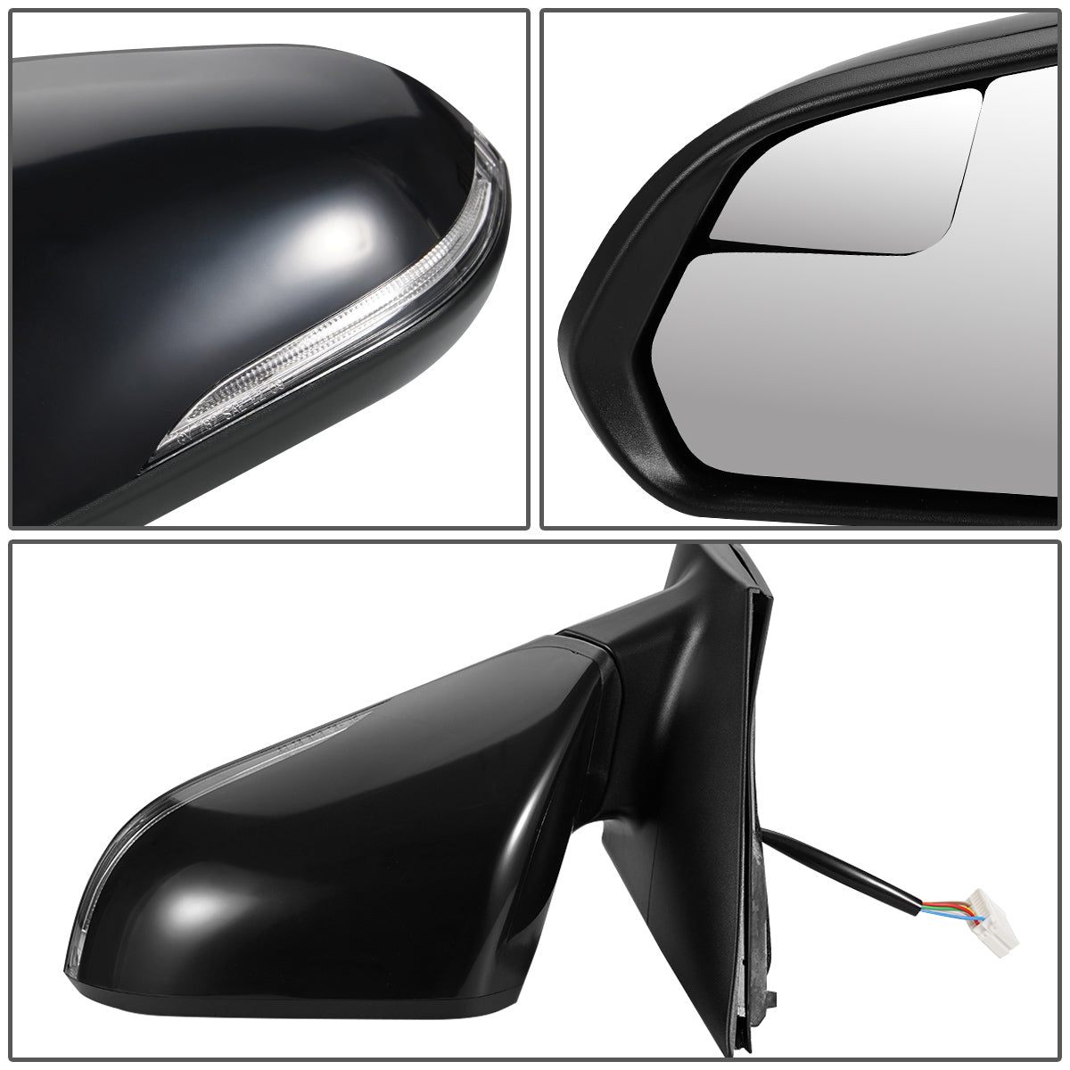 RETROVISOR MIRROR - OEM - 15-17 HYUNDAI SONATA - POWERED - HEATED - W/ SIGNAL LIGHT - FOLDING - W/ SPOTTER GLASS - BLACK MATERIAL - LEFT