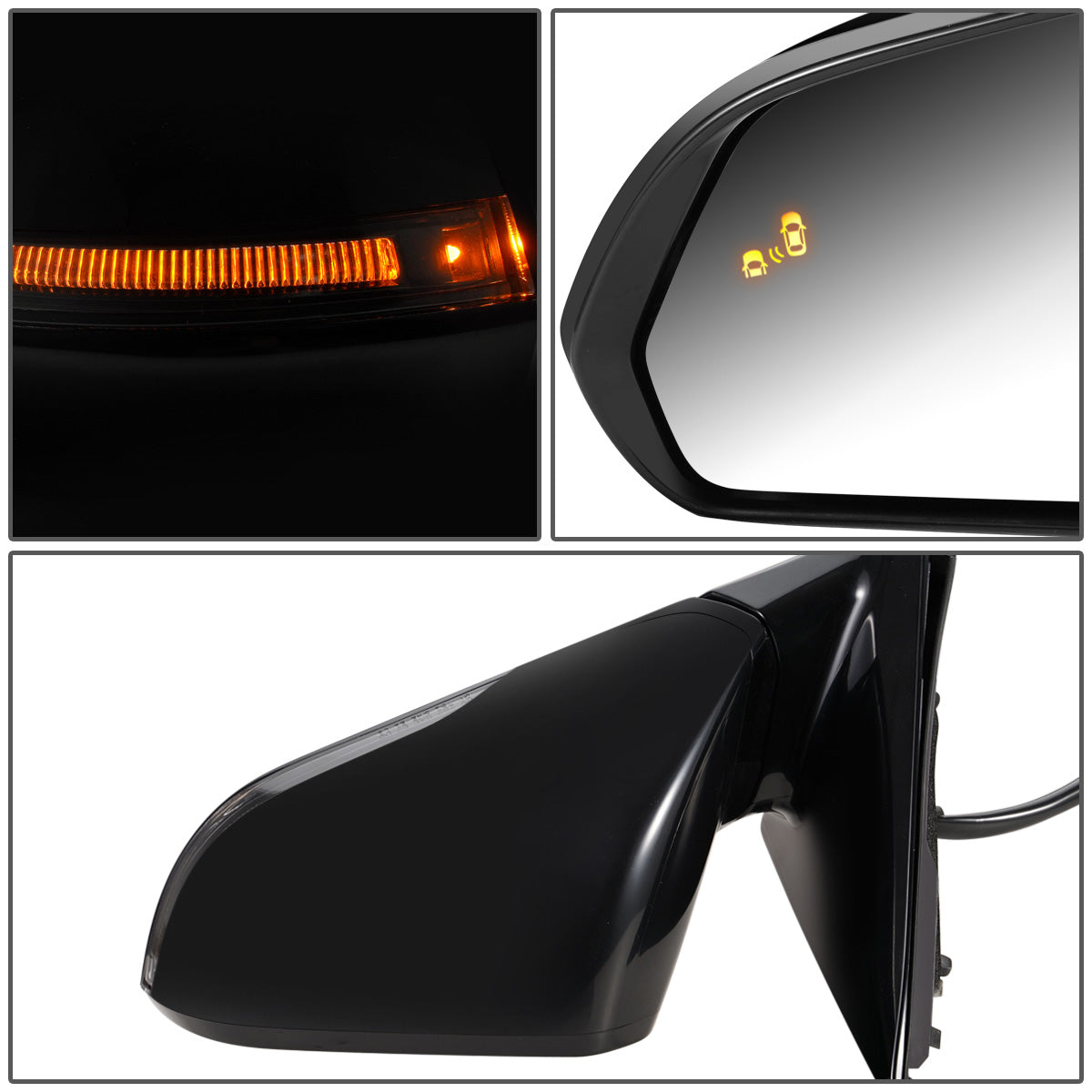 RETROVISOR MIRROR - OEM - 15-17 HYUNDAI SONATA - POWERED - HEATED - W/ SIGNAL LIGHT - W/ BSD - FOLDING - BLACK MATERIAL - LEFT