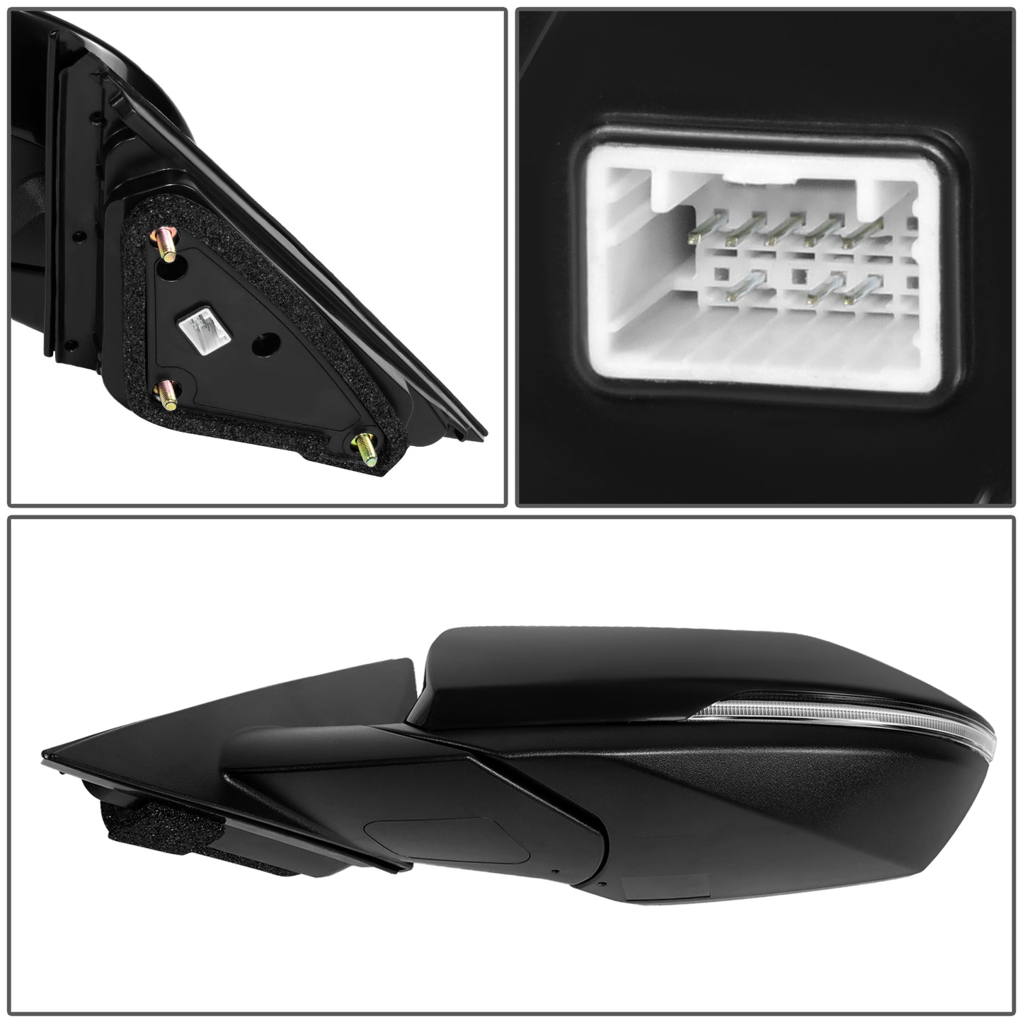 RETROVISOR MIRROR - OE STYLE - HYUNDAI ELANTRA 2021-2023 - WITH POWER WITH HEATED GLASS WITH TURN SIGNAL U.S BUILT - DRIVER LEFT SIDE - BLACK