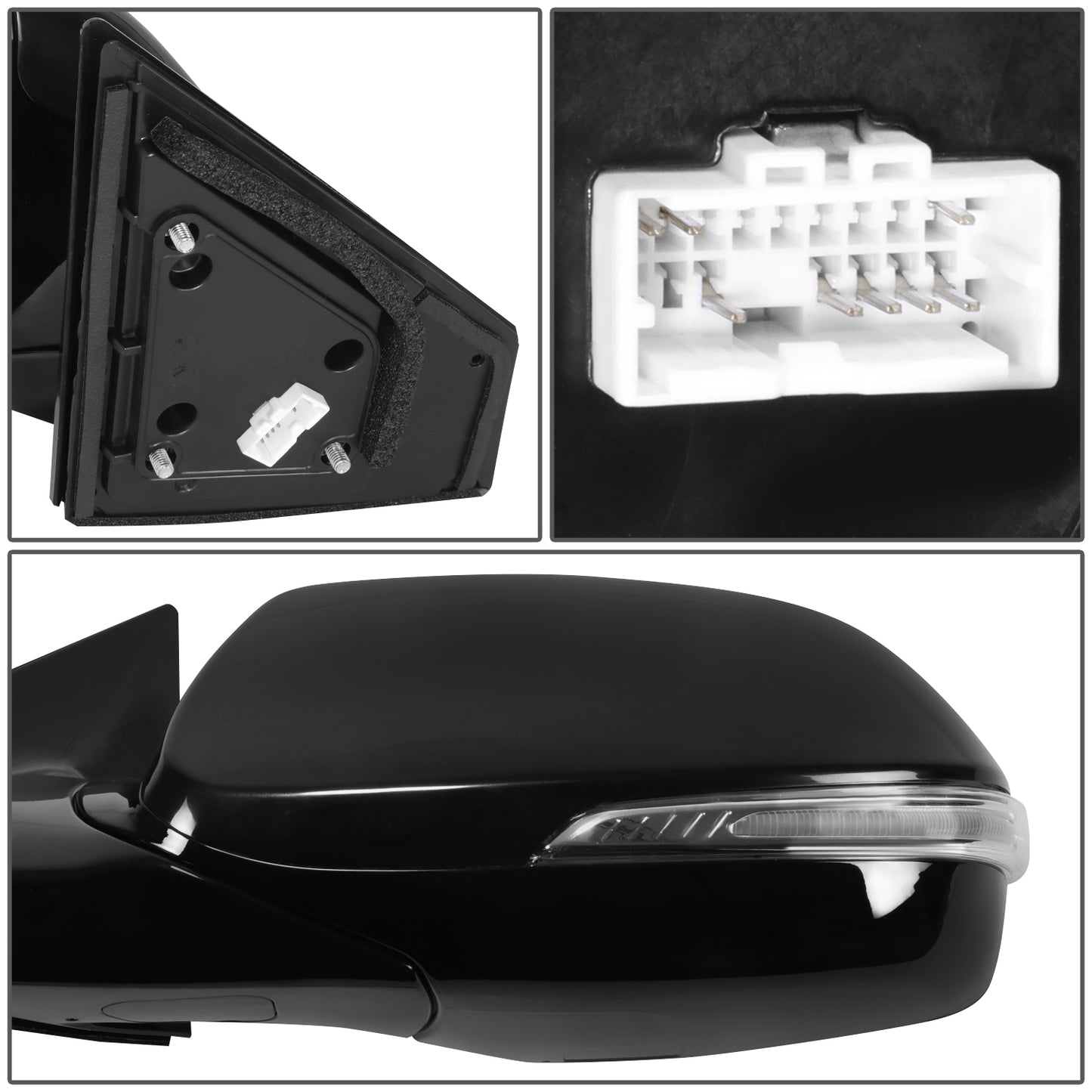 RETROVISOR MIRROR - OE STYLE - HYUNDAI SANTA FE 13-16 - WITH POWER WITH HEATED GLASS WITH TURN SIGNAL WITH BLIND SPOT - DRIVER SIDE - PAINT TO MATCH - BLACK