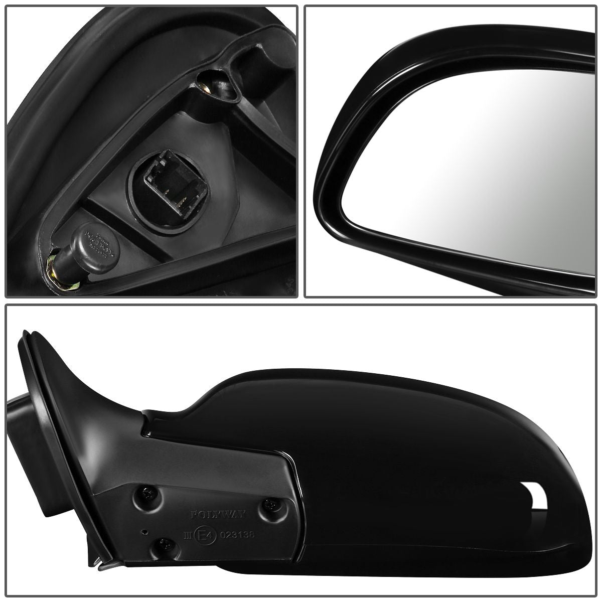 RETROVISOR MIRROR - OEM - 01-06 HYUNDAI SANTA FE - POWERED - HEATED - PAINTABLE - BLACK - RIGHT