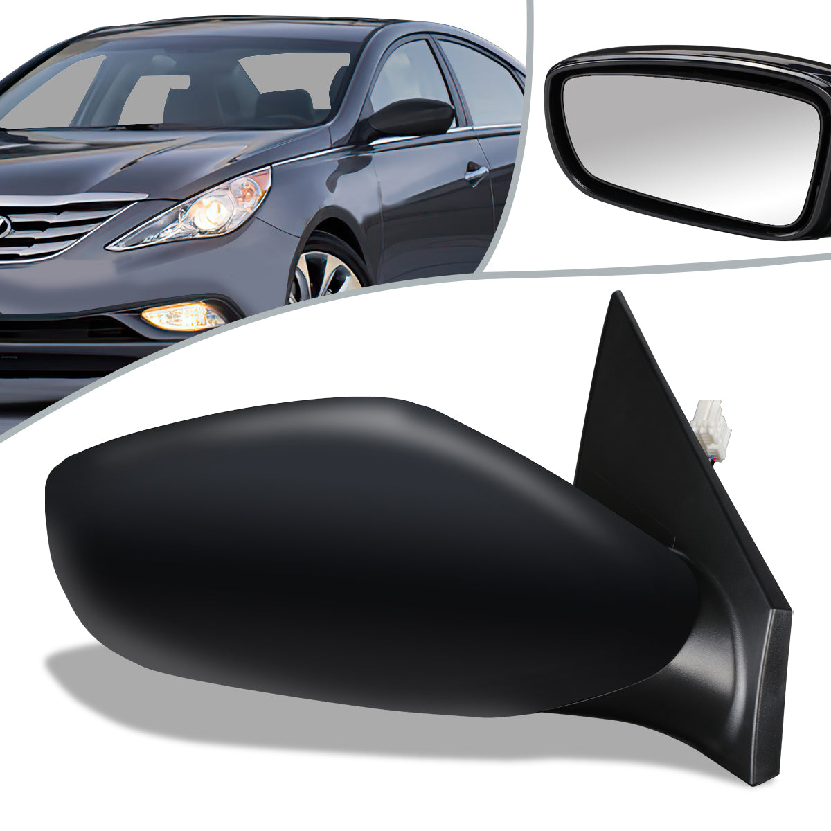 RETROVISOR MIRROR - OEM - 11-14 HYUNDAI SONATA - POWERED - FOLDING - BLACK MATERIAL - RIGHT